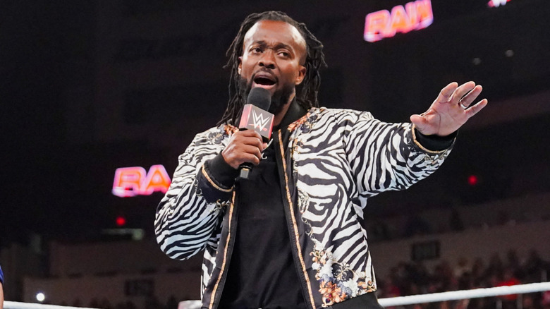 Kofi Kingston cutting a promo on WWE Raw