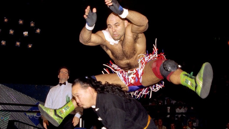 Konnan leapfrogging Pat Tanaka in WCW