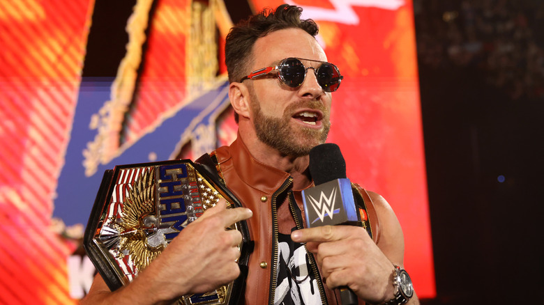 WWE United States Champion LA Knight addresses the fans during WWE Friday Night SmackDown on Fox at Kia Center on August 16, 2024 in Orlando, Florida