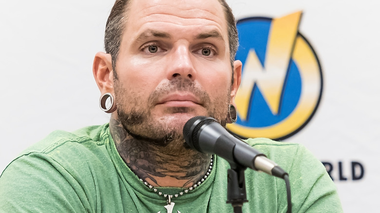 Jeff Hardy in front of a microphone