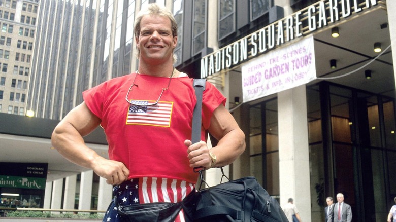 Lex Luger Poses Outside Madison Square Garden