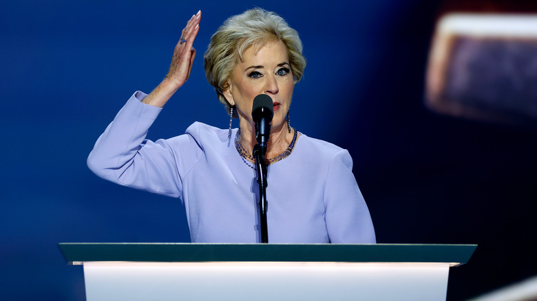 Linda McMahon gives a speech at Republican National Convention