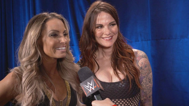 Trish Stratus and Lita during an Exclusive with WWE.com, October, 2018