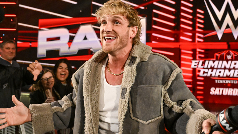 Logan Paul wearing a grey jacket