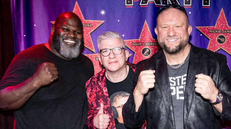 Mark Henry, Dave LeGreca and Bully Ray Dudley at Busted Open Radio live broadcast before WrestleMania