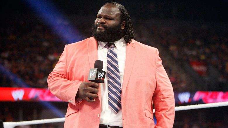 Mark Henry wearing his infamous salmon jacket
