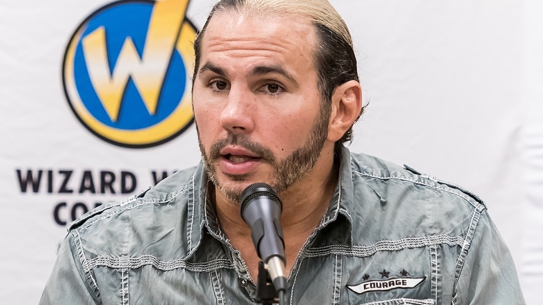 Matt Hardy talking into a microphone