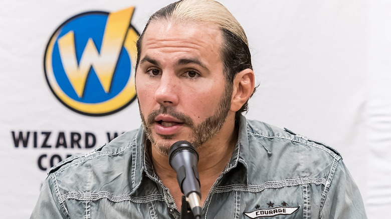 Matt Hardy talking into a microphone