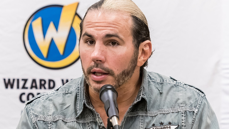 Matt Hardy talking into a microphone