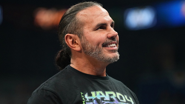 Matt Hardy smiles at the audience