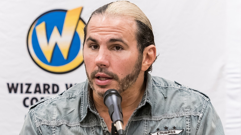 Matt Hardy talking into a microphone