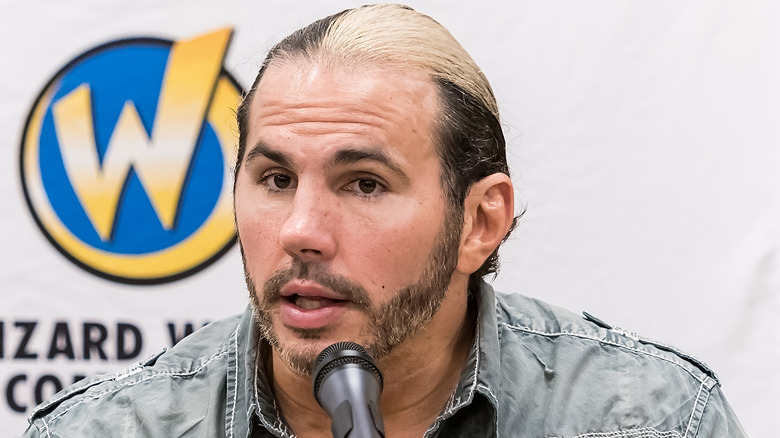 Matt Hardy speaks at a Comic Con