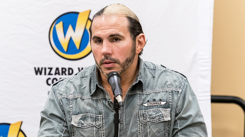 Matt Hardy awaits a question from someone in the audience