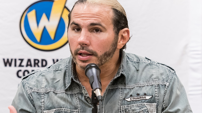 Matt Hardy talking into a microphone