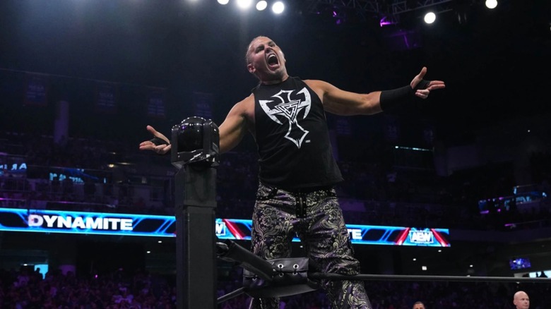 Matt Hardy, either posing, screaming, or waiting for someone to shoot water into his mouth