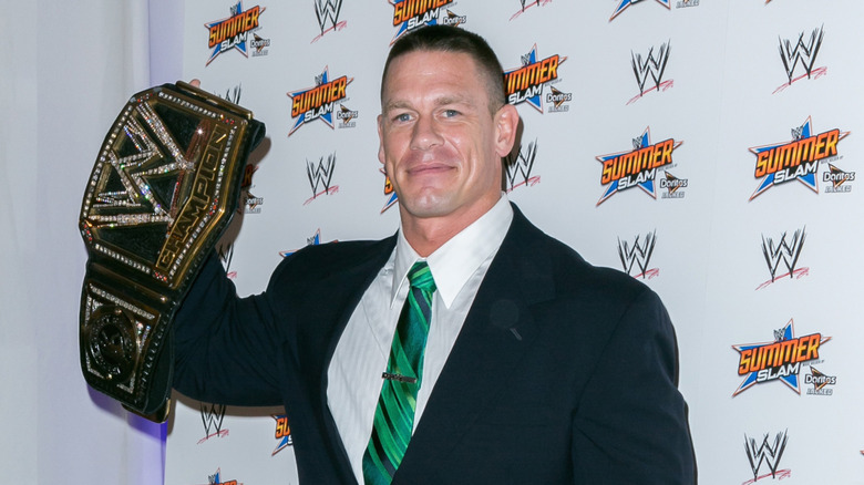 John Cena attends a WWE SummerSlam press conference in 2013