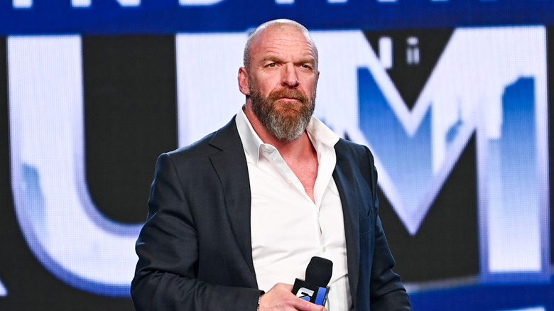 Paul "Triple H" Levesque on stage during the Royal Rumble Kickoff Show at Gainbridge Fieldhouse on January 31, 2025 in Indianapolis, Indiana.