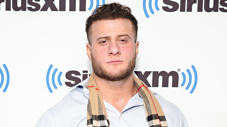 Maxwell Jacob Friedman AKA MJF in front of a SiriusXM banner