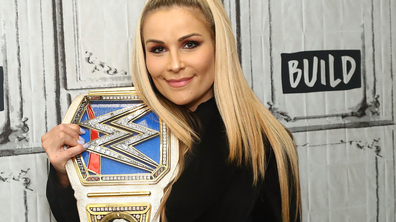 Natalya posing with the SmackDown Women's Championship