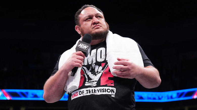 Samoa Joe cutting a promo