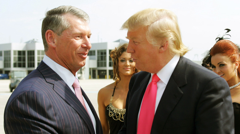 McMahon and Trump shaking hands