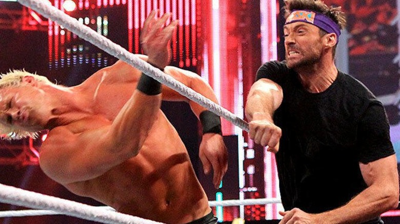 Hugh Jackman punching Dolph Ziggler