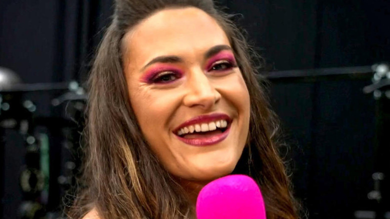 Nina Samuels wearing pink eye shadow