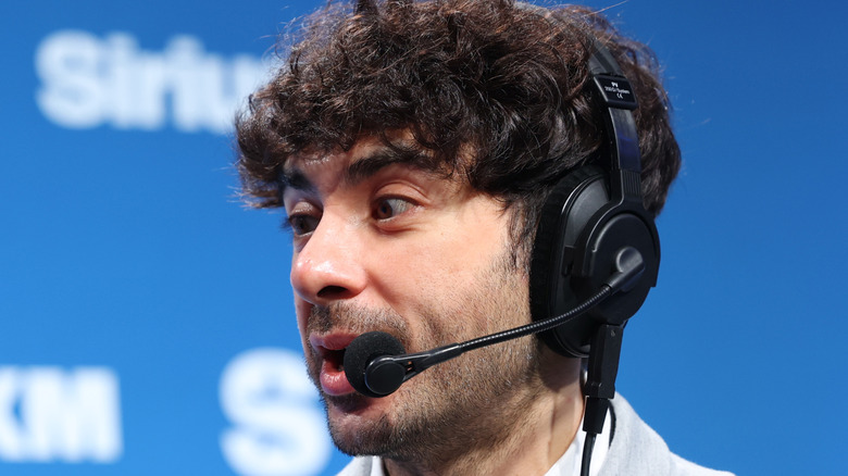 Tony Khan speaks on SiriusXM at Super Bowl LIX on February 06, 2025 in New Orleans, Louisiana.