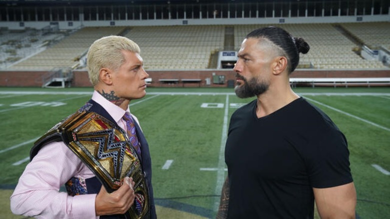 Cody Rhodes and Roman Reigns face off