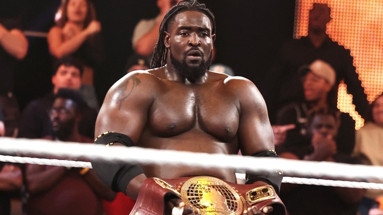 WWE star Oba Femi holding WWE NXT North American Championship