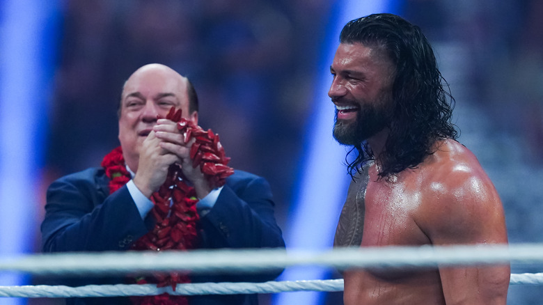 Reigns and Heyman enjoying a moment