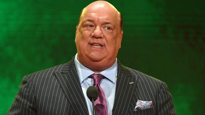 Paul Heyman speaks at the mic