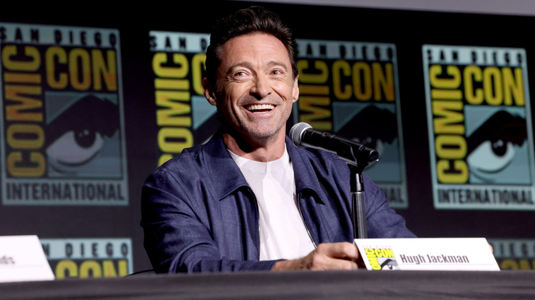 Hugh Jackman smiling at San Diego Comic Con