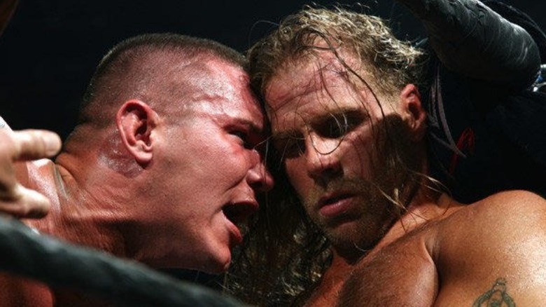 Randy Orton yells at Shawn Michaels