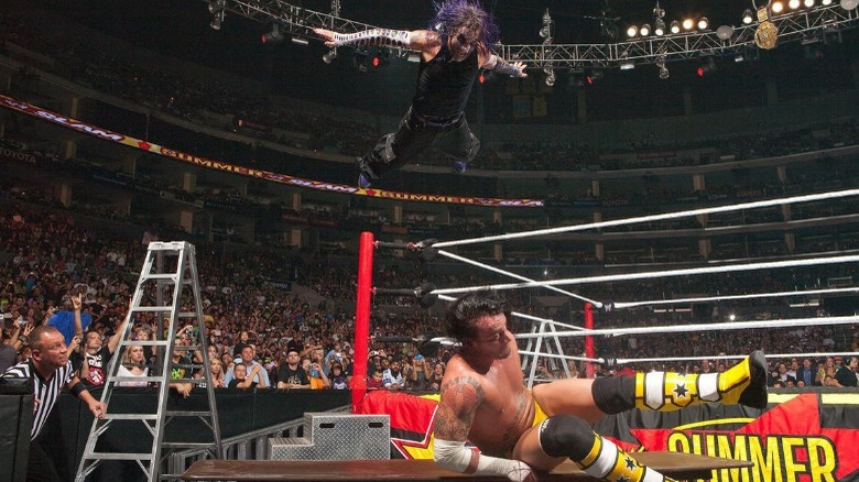 Jeff Hardy dives at CM Punk