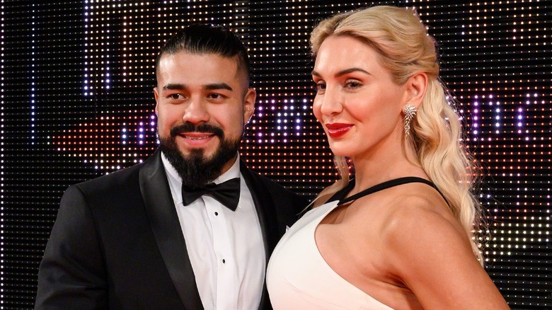 Charlotte Flair and Andrade on the red carpet