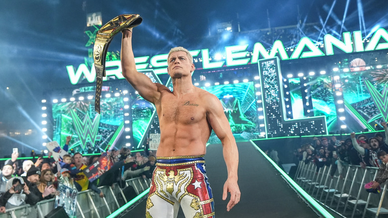 Cody Rhodes celebrates during WrestleMania 40 Night 2 at Lincoln Financial Field on April 7, 2024 in Philadelphia, Pennsylvania.