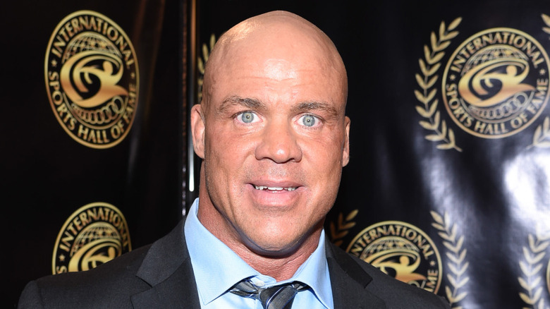 Kurt Angle wearing a suit at the International Sports Hall of Fame