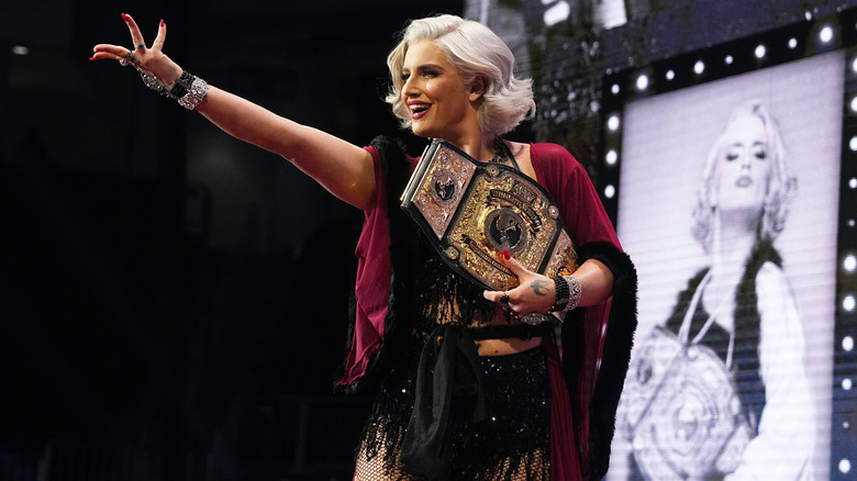 Toni Storm with title belt