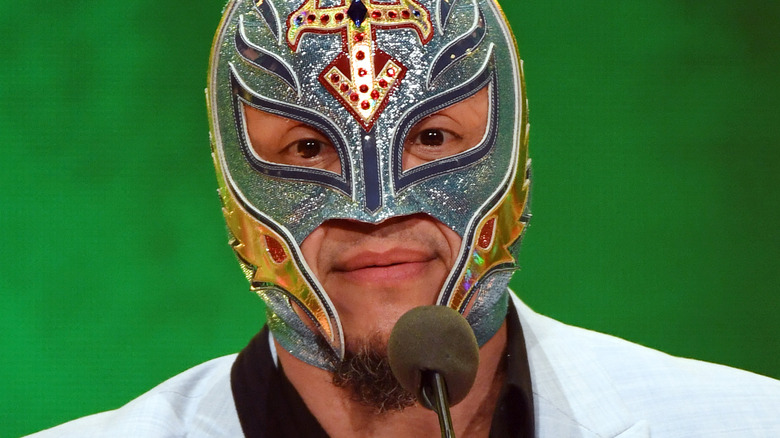 Rey Mysterio with microphone