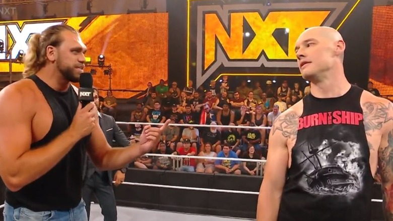 Von Wagner runs down Baron Corbin on the microphone in the middle of the ring during an episode of "WWE NXT."