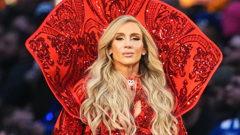 Charlotte Flair makes her entrance during Royal Rumble at Lucas Oil Stadium on February 1, 2025 in Indianapolis, Indiana.