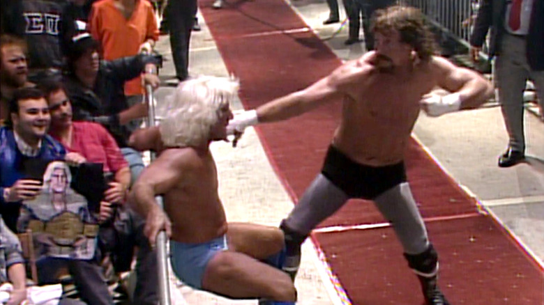 Terry Funk punching Ric Flair
