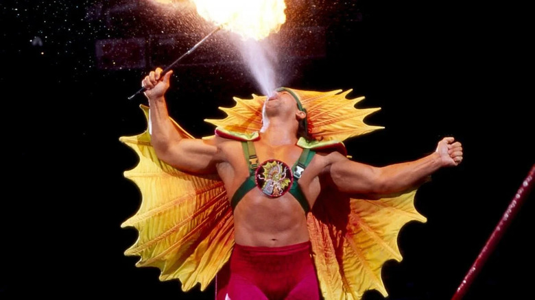 Ricky Steamboat breathing fire