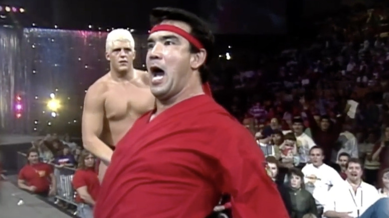 Ricky Steamboat red gi yelling