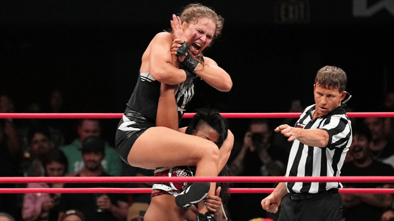 Ronda Rousey during her surprise ROH appearance