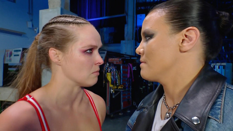 Ronda and Shayna staredown