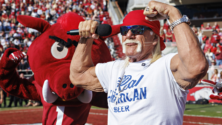 Hulk Hogan during a Football game in the Donald W. Reynolds Razorback Stadium. November, 2024