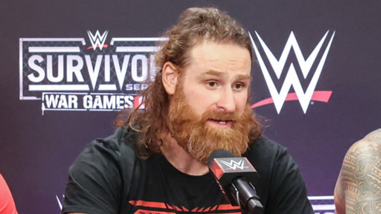 Sami Zayn speaking to media at survivor series press conference