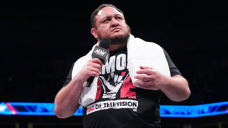 Samoa Joe cutting a promo